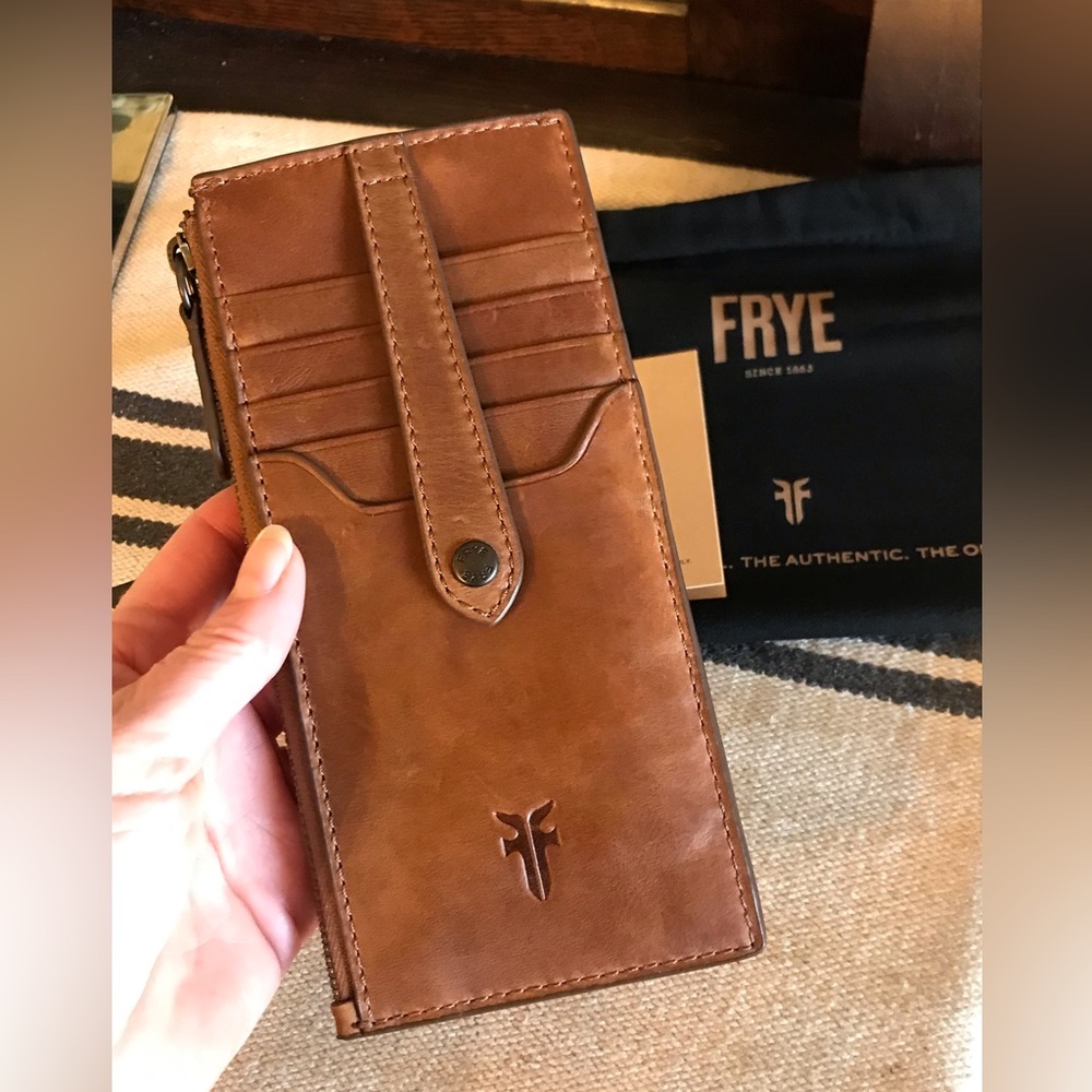 NWT Frye Melissa Leather Snap Card Wallet Cognac Brown Retail $98 - Picture 5 of 12